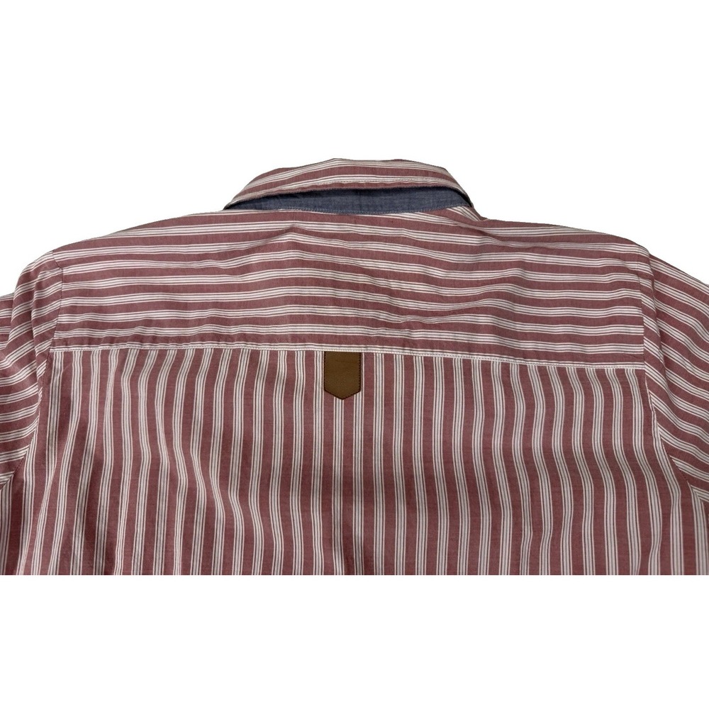Orvis Women's Medium Dusty Rose Striped Shirt Leather Trim Long Sleeve Button Up - Picture 5 of 9